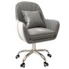 Velvet Office Desk Chair, Upholstered Home Task Chairs with 360 Swivel Wheels, Ergonomic Office Chair for Living Room, Bedroom, Office, Vanity Study, Comfortable Armrests, Grey view 1