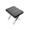 Benjara Tia 20 Inch Accent Stool Ottoman, Faux Leather, Polished Legs, Black and Chrome view 3