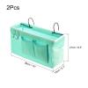 PATIKIL 2pcs Bedside Caddy, Bed Caddy Bunk Bed Caddy Bedside Organizer Bunk Bed Hanging Storage Caddy Bag with Hooks for College Dorm Bunk Bed Rails Headboards, Green view 2