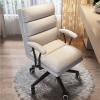 Ergonomic Home Office Chair with Wheels,Comfortable Executive Swivel Chair Pu Leather Computer Chair with Lumbar Support,Adjustable Midback Desk Chair for Heavy People view 1