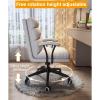 Ergonomic Home Office Chair with Wheels,Comfortable Executive Swivel Chair Pu Leather Computer Chair with Lumbar Support,Adjustable Midback Desk Chair for Heavy People view 4