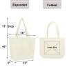 Muka 6 Pack Natural Canvas Tote Bags, 12oz Heavy Duty Grocery Shopping Bags, 18 x 15 x 5 Inches view 2