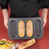 EUBUY Hot Dog Bun Pan Carbon Non-stick Hot Dog Shaped Bun Mould Crispy Bread Baking Tray with Holes for Mini Baguette Sandwich Cake view 3
