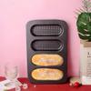EUBUY Hot Dog Bun Pan Carbon Non-stick Hot Dog Shaped Bun Mould Crispy Bread Baking Tray with Holes for Mini Baguette Sandwich Cake view 4