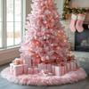 AOGU 36 Inch Faux Fur Christmas Tree Skirt Pink Plush Skirt for Merry Christmas Party Christmas Tree Decoration view 2