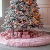 AOGU 36 Inch Faux Fur Christmas Tree Skirt Pink Plush Skirt for Merry Christmas Party Christmas Tree Decoration view 3