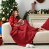 Amlie Home Checkered Chenille Knit Throw Blanket for Couch, Classic Texture Decorative Soft Blanket for Sofa, Chair & Bedroom, 50"x60", Christmas Red view 2