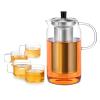 Samadoyo 470ml-900ml (15.89-30.43oz) Glass Teapot with Removable Infuser  Safe, Handcrafted Teapot for Blooming and Loose Leaf Tea, Perfect for Women and Adults (900ml Teapots + 150ml cups*4) view 1