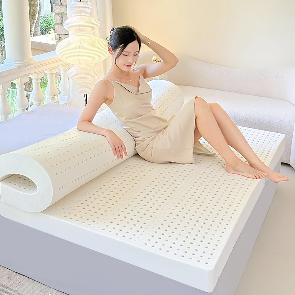 BIRJXVTO 100% Natural Latex Topper - Medium Firmness - Durable and Not Easy to Collapse, Latex Mattress Topper, Natural Latex Mattress,5cm,180x220cm