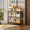 Homeiju Console Table 31.5" Width, 3-Tier Entryway Table with Storage, Industrial Sofa Table with Open Shelves, Foyer Tables for Entryway, Hallway, Kitchen, Living Room and Bedroom, Rustic Brown view 2
