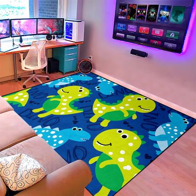 Dinosaur Rug - Cartoon Dinosaur Rugs for Boys Bedroom Cute Dino Carpet for Boys Girls Room Decor Kids Animal Print Carpet for Living Room Floor Mats, 5x7 Feet