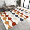 Mid Century Geometric Nursery Rugs, Vintage Boho Brick Red Brown Orange Blue Round Skewers Area Rugs, Non Slip Non-Shedding Foldable Mat for Living Room Bedroom Entryway Hallway Playroom 4x5ft view 1