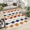 Mid Century Geometric Nursery Rugs, Vintage Boho Brick Red Brown Orange Blue Round Skewers Area Rugs, Non Slip Non-Shedding Foldable Mat for Living Room Bedroom Entryway Hallway Playroom 4x5ft view 2