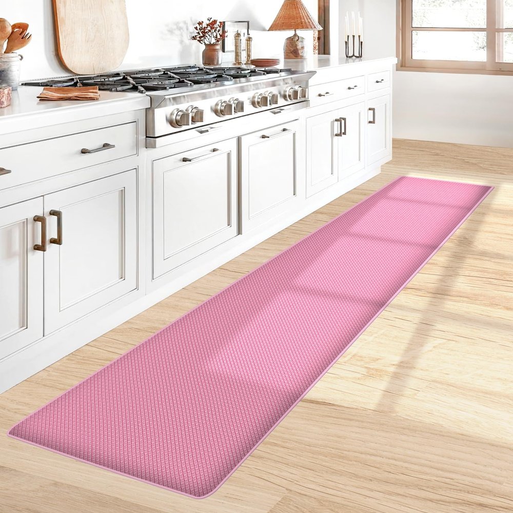 AUTODECO 17"x95" Runner Rug for Hallway and Bedroom Perfect for Sofa Front, Bedside, and Bed Foot - Non-Slip Waterproof Floor Mat Carpet, Watermelonred