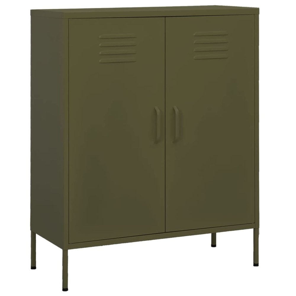 Homgoday Home Furniture Cabinet Olive Green 80 x 35 x 101.6 cm in Steel, Space-Saving Cabinets, Kitchen Cabinet, Living Room, Kitchen Cabinet, Living Room, Sideboard