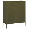 Homgoday Home Furniture Cabinet Olive Green 80 x 35 x 101.6 cm in Steel, Space-Saving Cabinets, Kitchen Cabinet, Living Room, Kitchen Cabinet, Living Room, Sideboard view 1
