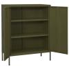Homgoday Home Furniture Cabinet Olive Green 80 x 35 x 101.6 cm in Steel, Space-Saving Cabinets, Kitchen Cabinet, Living Room, Kitchen Cabinet, Living Room, Sideboard view 4