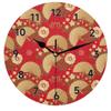 bisibuy Fans Red Gold Wall Clock Decorative Round 9.84 Inch Asia Style Wall Clocks Battery Operated for Kitchen Living Room Bedroom Bathroom Office Home Decor view 1