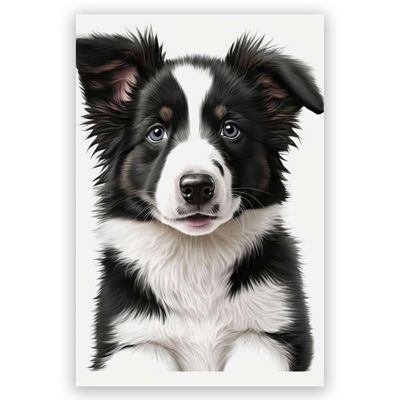 JYzymuth Border Collie Dog Wall Art Canvas Painting Prints Cute Picture Animal posters Kids Bedroom Living Room Pet Lovers Painting decor 12x18inch Unframed