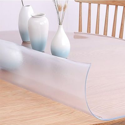 HomeLoft Basics Round Clear PVC Tablecloths Waterproof Round Plastic Table Protector Anti-Hot Table Mat Thickness 2Mm Transparent Tablecloths Frosted Round Table Cover Protector,Frosted,95cm/37in