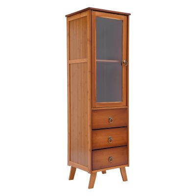 REHOUPTU Elegant Cabinet with Door and 3 Drawers, 11.4"D x 12.6"W x 43.3"H Large Capacity Storage Cupboard, Freestanding Kitchen Storage Cabinet (Single Door)