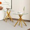 Goujxcy Small Coffee Table Set of 2, Gold Coffee End Table with Tempered Glass Top & Chromed Metal Legs, Modern Square Sofa Side Table for Living Room, Bedroom and Balcony view 1