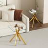 Goujxcy Small Coffee Table Set of 2, Gold Coffee End Table with Tempered Glass Top & Chromed Metal Legs, Modern Square Sofa Side Table for Living Room, Bedroom and Balcony view 2