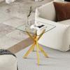 Goujxcy Small Coffee Table Set of 2, Gold Coffee End Table with Tempered Glass Top & Chromed Metal Legs, Modern Square Sofa Side Table for Living Room, Bedroom and Balcony view 3