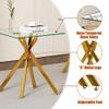 Goujxcy Small Coffee Table Set of 2, Gold Coffee End Table with Tempered Glass Top & Chromed Metal Legs, Modern Square Sofa Side Table for Living Room, Bedroom and Balcony view 4
