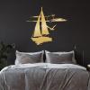 Sailboat Metal Wall Art, Sailboat Wall Decor, Nautical Wall Decor, Seagull Wall Decor, Metal Boat Wall Art, Bird Wall Decor, Nautical Bathroom Decor Wall Art, Ocean Metal Wall Art (White, 24"x22" | 60x55cm) view 3