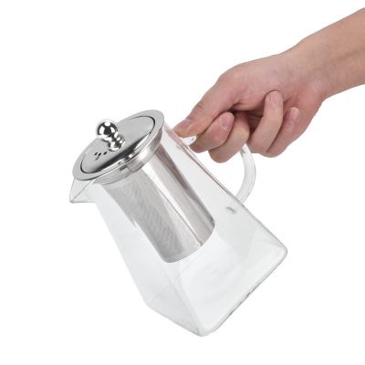304 Stainless Steel Filter High Borosilicate Glass Teapot, Beautiful Design, Lightweight and Portable, for Home Office Use (950ml)