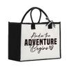BQXS And So The Adventure Begins Tote Bag, Retirement Retired Gifts for Women Engagement Bridal Shower Wedding Gifts for Couples Bride Bridesmaids view 1