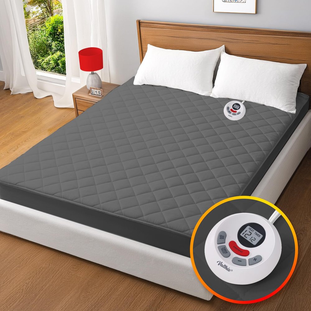 Heated Mattress Pad Full Size,Electric Mattress Pad with Preheat Functions,Bed Warmer with 12 Heat Settings Controller & 1-12 Hours Auto Shut Off,Machine Washable (54"x75",White) (54"x75",Grey)