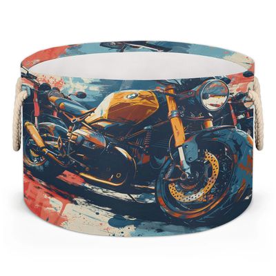 Gumuslen Motorcycle Storage Basket Collapsible Storage Bins with Handle Organizer Clothes Laundry Basket Kids Blanket Baby Nursery Gift Basket for Boys Girls Room Decor