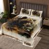Wild Bear Kids Bedspread King Size,Tie-dye Graffiti Pine Trees Wooden Cabin Coverlet Set,Boys Girls Room Decor,Animal Hunting Adventure Rustic Quilted Coverlet,Beige Bedding Quilt,2 Pillowcases view 1