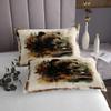 Wild Bear Kids Bedspread King Size,Tie-dye Graffiti Pine Trees Wooden Cabin Coverlet Set,Boys Girls Room Decor,Animal Hunting Adventure Rustic Quilted Coverlet,Beige Bedding Quilt,2 Pillowcases view 3