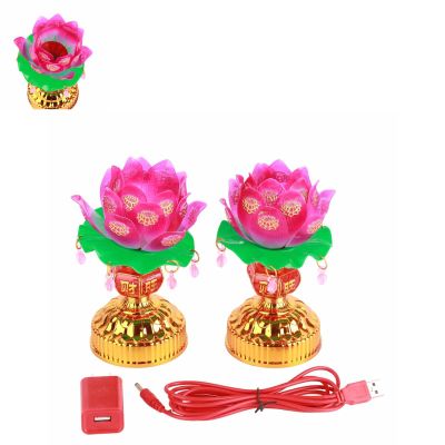 HERCHR LED Lotus Buddhist Lamp,Buddha Lotus Lamp USB Powered Light Transmitting Engraving Pattern Household LED for Buddha Occasion(5inch)