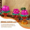 HERCHR LED Lotus Buddhist Lamp,Buddha Lotus Lamp USB Powered Light Transmitting Engraving Pattern Household LED for Buddha Occasion(5inch) view 3