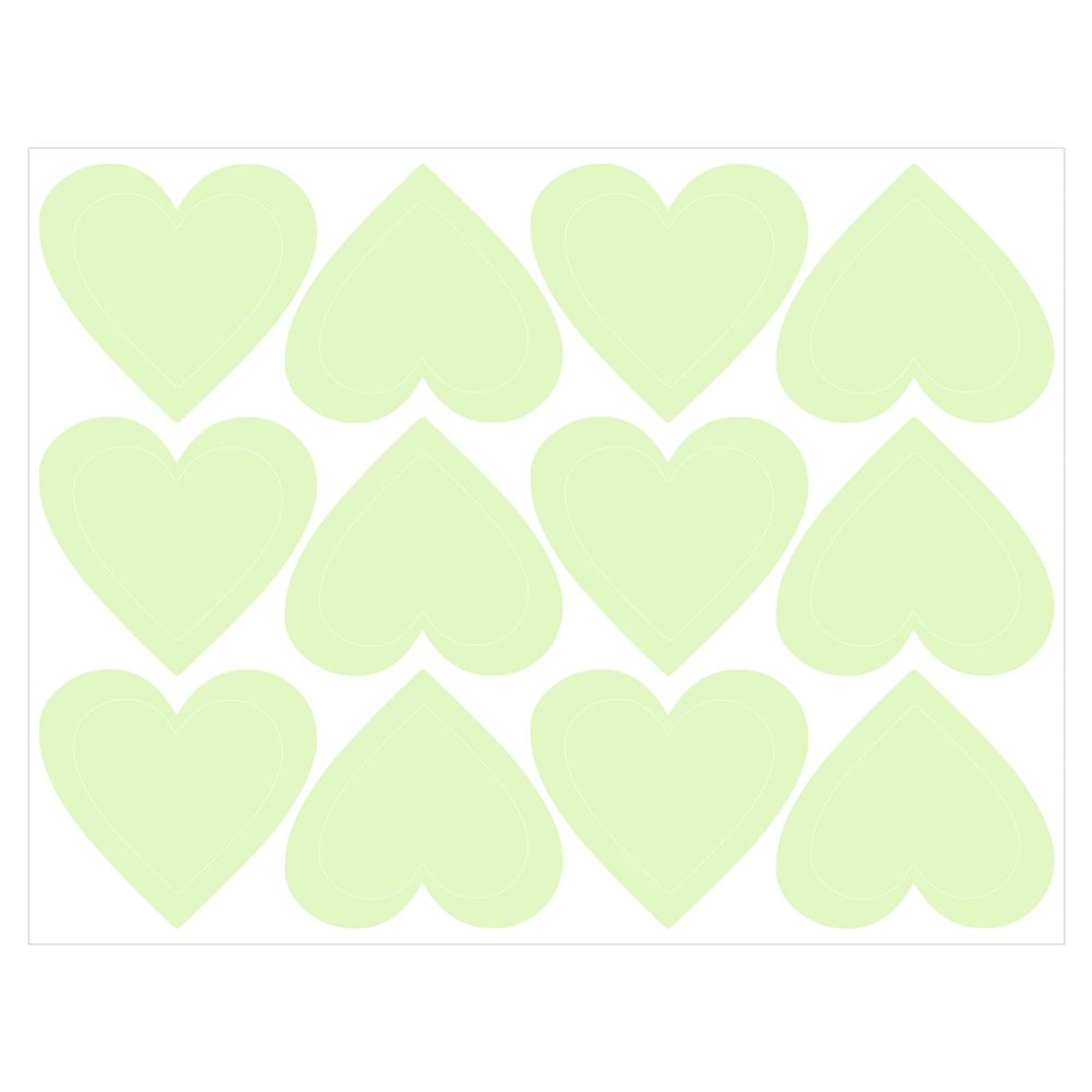 MECCANIXITY Glow in The Dark Heart Decals Decor Green Wall Stickers for Ceiling Bedroom Bedding Room 1 Set