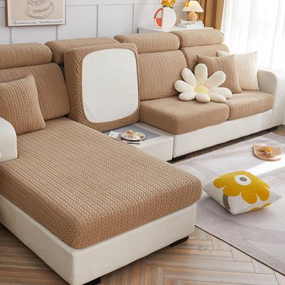 Disayu Couch Cushion Covers, Sofa Covers Couch Cover for Sectional Sofa, Sofa Hero Covers for Couch Protect, Soothing Home Sofa Covers Washable Stretch Slipcovers (Khaki,Large Single Seat Cover)