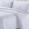 Tribeca Living Lugano Oversized Velvet Quilt Set - All Season, Extra Large, 3 Piece Queen Size Comforter Set with 2 Pillow Shams in White Honeycomb Pattern 260GSM view 2