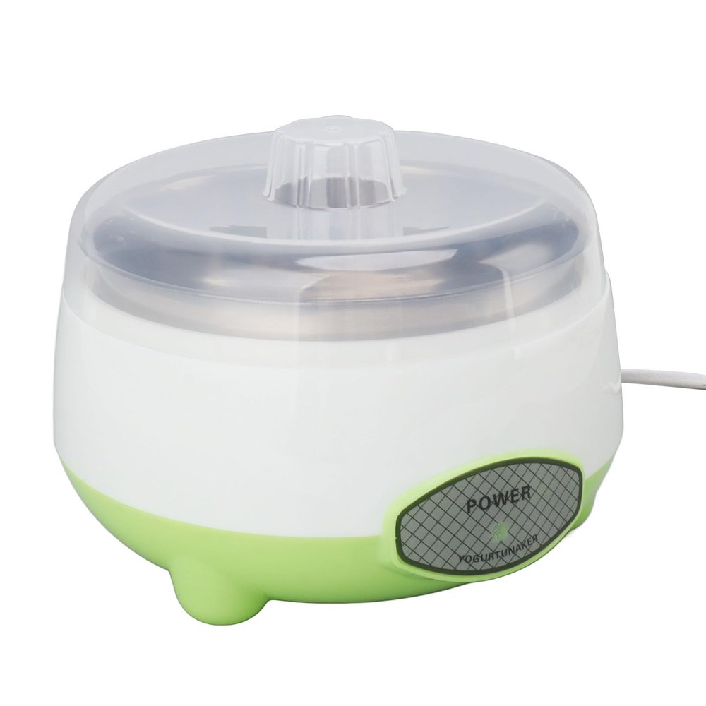 Compact Stainless Steel Yogurt Maker Homemade DIY Green 15W for Family Use (US Plug 110V)