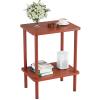 Apicizon 2 Tier End Table, Small Side Table with Solid Wood Legs, Boho Bedside Table with Storage Shelf, Nightstand for Small Spaces, Bedroom, Living Room, Entryway, Easy Assembly, Vintage Brown view 1