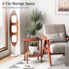 Apicizon 2 Tier End Table, Small Side Table with Solid Wood Legs, Boho Bedside Table with Storage Shelf, Nightstand for Small Spaces, Bedroom, Living Room, Entryway, Easy Assembly, Vintage Brown view 4
