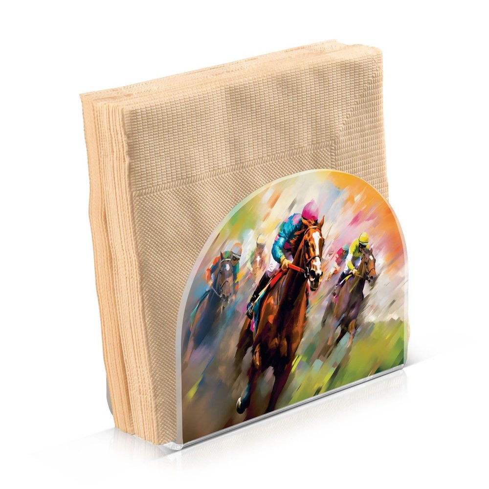ALAZA Horse Racing Watercolor Napkin Holder Clear Acrylic Tissue Paper Dispenser for Dining Room Table Kitchen Bathroom