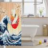 Feelyou Japanese Wave Shower Curtain 72"x72" Kids Cherry Blossoms Bathroom Shower Curtain Set for Boys Girls Teens Red Sun Hokusai Pattern Home Decor Bath Curtain Japanese Style Bathroom Accessories view 3