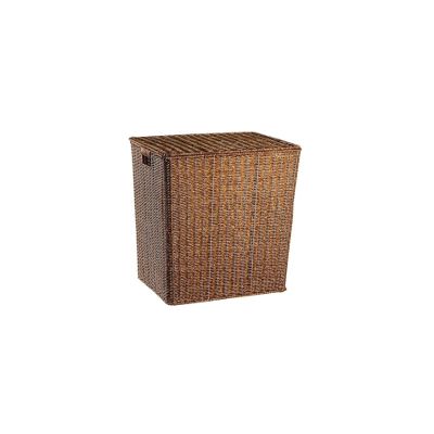 GTEFSWS Trash Cans Trash Can Woven Basket Wastebasket Rectangular Garbage Container Bin with Handles for Bathrooms, Home Offices Recycle(Size:Dark Brown)