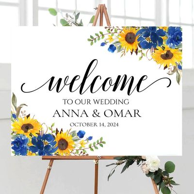 Welcome To Our Wedding Sign, Welcome Wedding Sign With Stand, Wedding Signs, Wedding Entrance Sign, Flower Custom Wedding Sign, Wedding Signs For Ceremony, Welcome Sign for Indoor and Outdoor Use