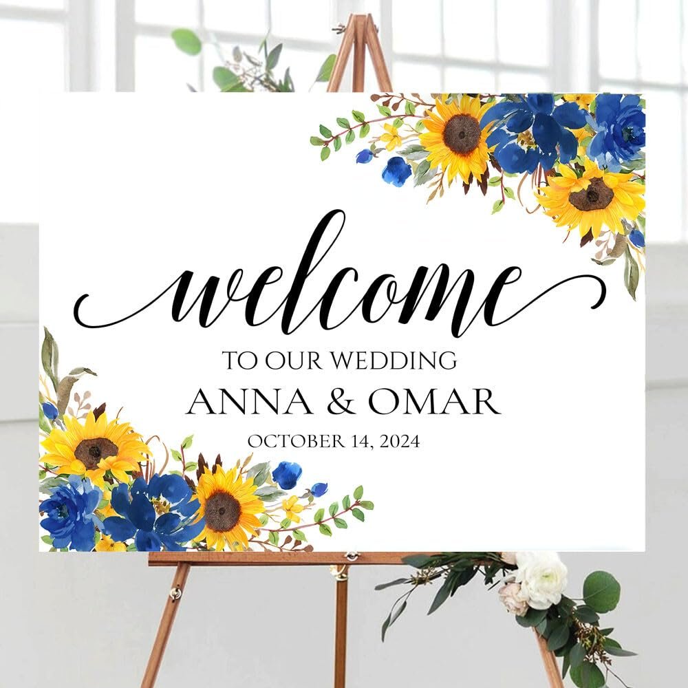 Welcome To Our Wedding Sign, Welcome Wedding Sign With Stand, Wedding Signs, Wedding Entrance Sign, Flower Custom Wedding Sign, Wedding Signs For Ceremony, Welcome Sign for Indoor and Outdoor Use