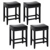 Furniliving Bar Stools Set of 4, 25.7 inch Counter Height Bar Stools,Upholstered Kitchen Barstools with Solid Wooden Legs, Saddle Stools for Kitchen Island, Bar, Cafe, Black view 1